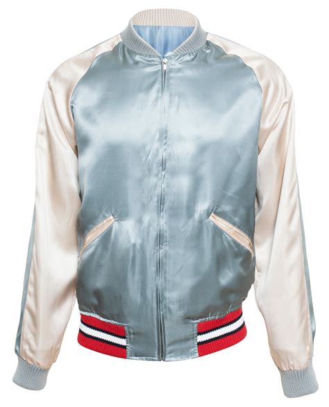 gucci reversible satin bomber jacket|Gucci men's denim trucker jacket.